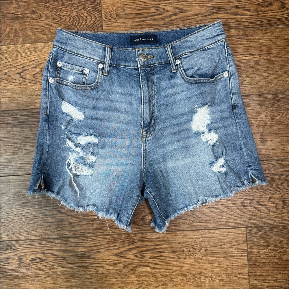 Aeropostale Jean Shorts Women's 8 Denim Distressed Mom Short